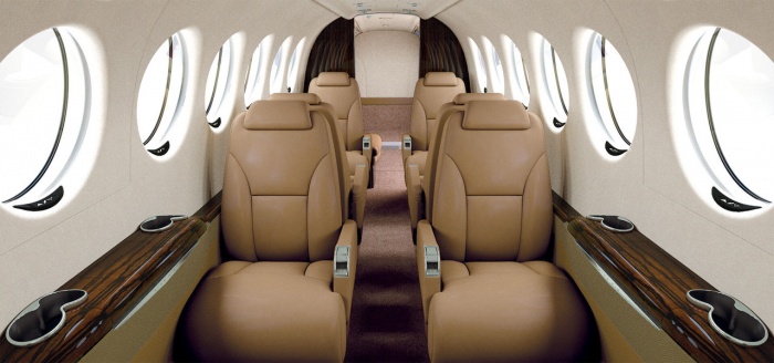 King Air 350i jet charter interior