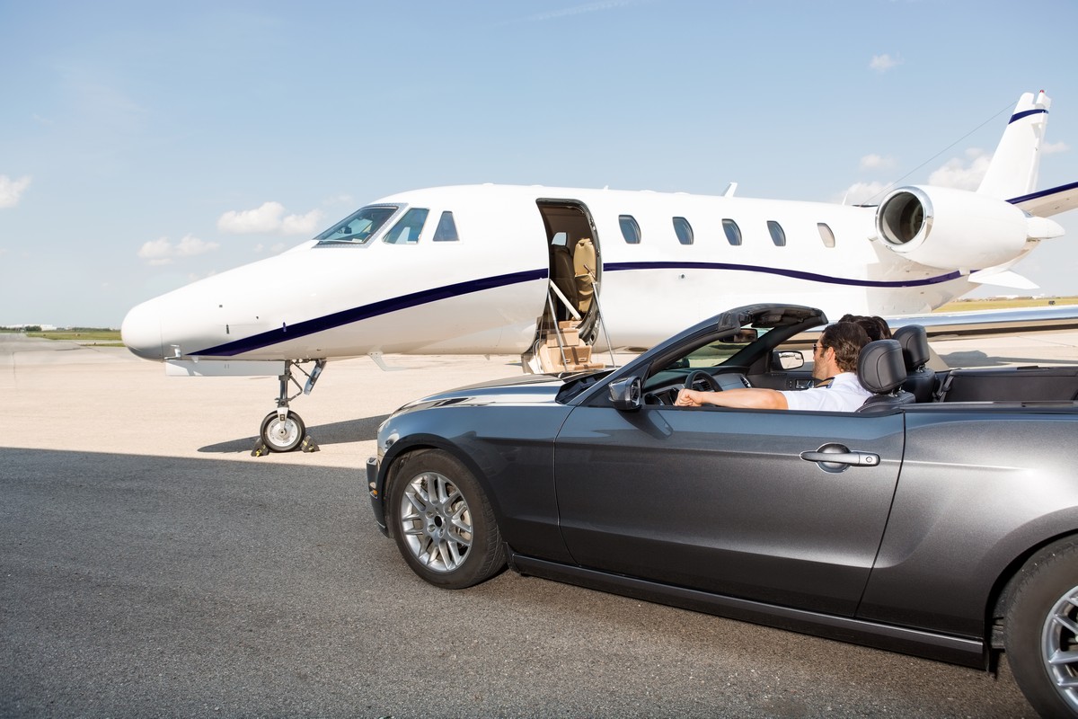 Private Jet and Mercedes