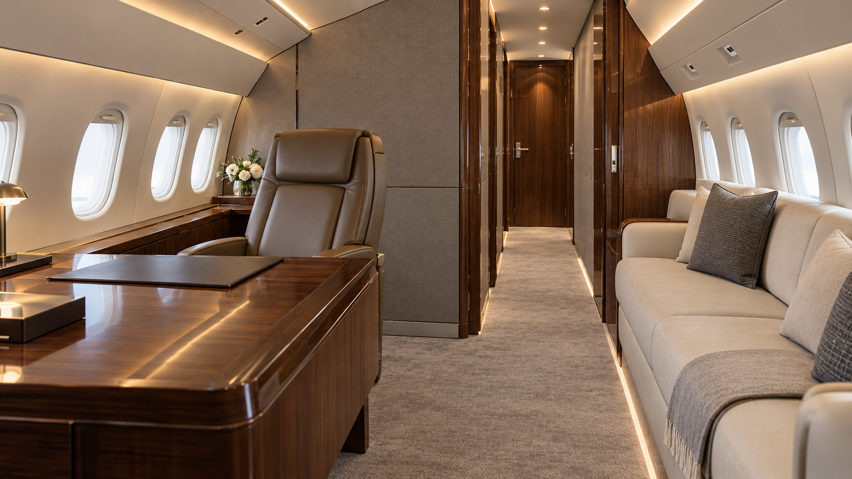 Illustration of a Boeing BBJ MAX interior