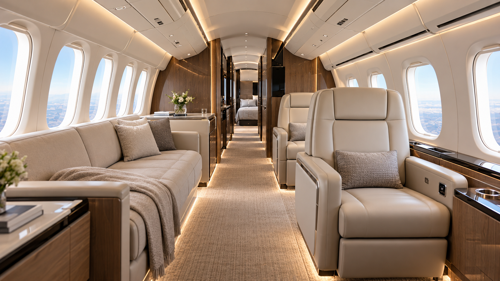 Illustration of an Airbus ACJ TwoTwenty interior