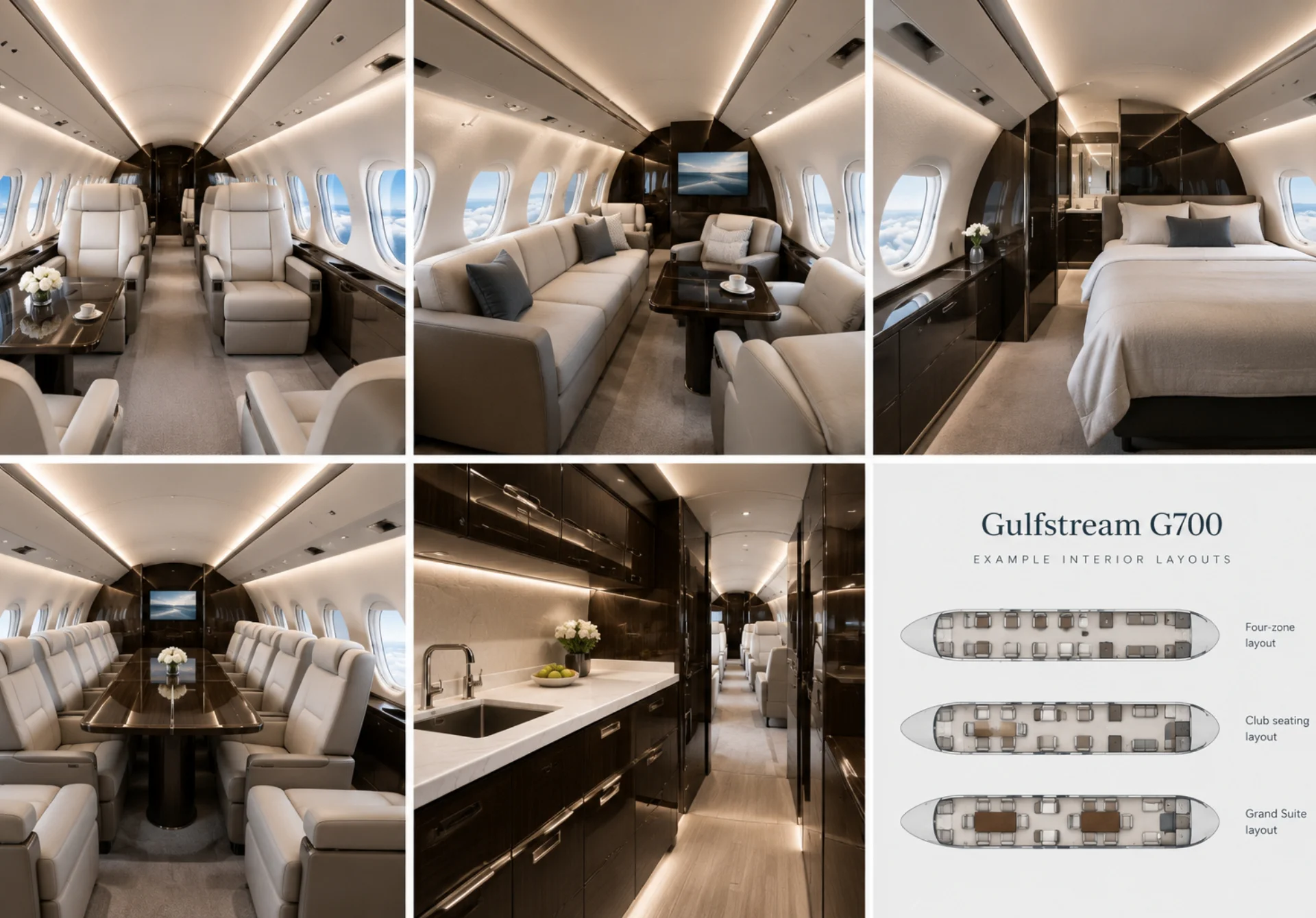 Illustrative Gulfstream G700-style cabin interior